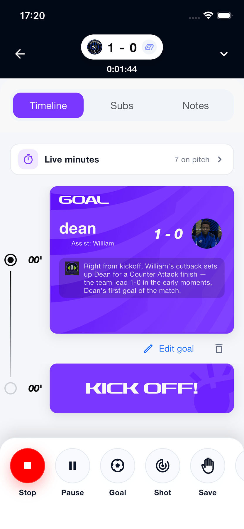 Follow the live timeline