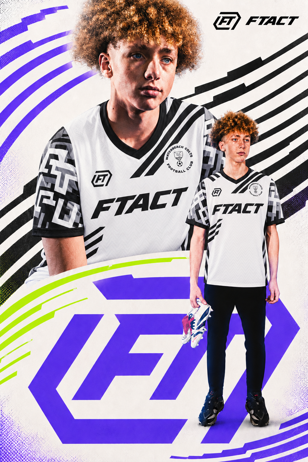 Waterbeach white and black kit campaign with layered model portraits