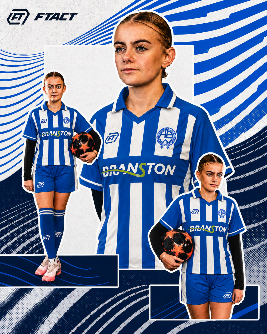HBW blue and white kit campaign in a matching blue graphic palette
